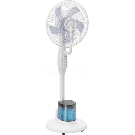 Ventilateur brumisateur 90W, ventilateur sur pied 128cm avec oscillation à 70°, 3 vitesses, réservoir d'eau 3,5L, blanc