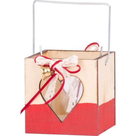 Dekoration MagicHome Weihnachten Woodeco, Laterne mit Glas, Packung 5 Stk., 8x8 cm (1/2)