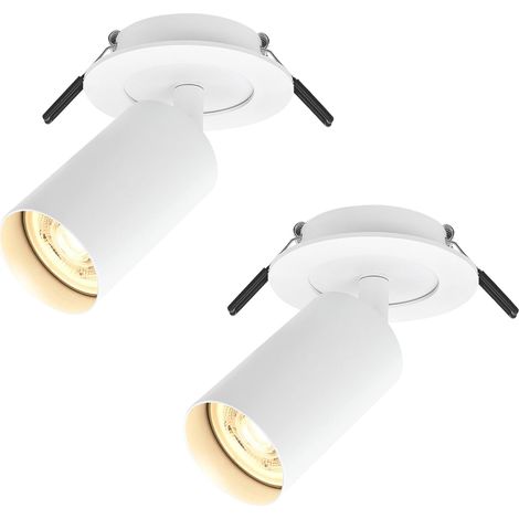 Spots de Plafond Orientable & Pivotant Plafonnier LED Spot Noir avec Douille GU10, 2 x Éclairage de Plafond LED avec anneau frontal amovible, Spot Led Encastrable pour Cuisine, Couloir, sans ampoules (1/5)