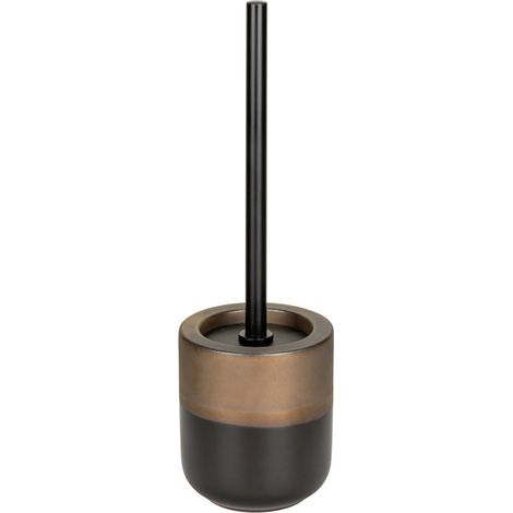 Portascopino WC nero opaco e bronzo in ceramica Teos (1/3)