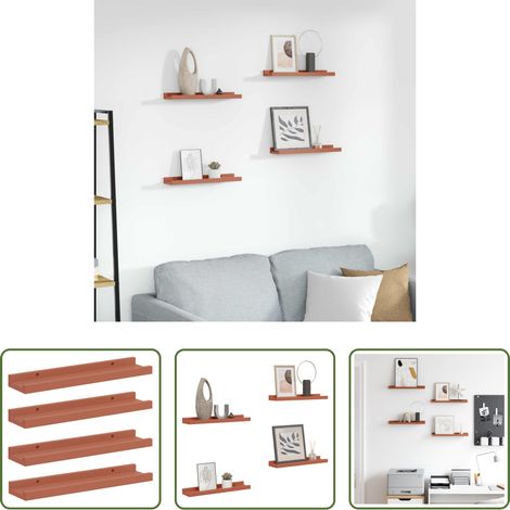 Rangement mural - Étagère Murale 4 pcs Rouge 40 x 9 x 3 cm Bois d'ingénierie (1/5)