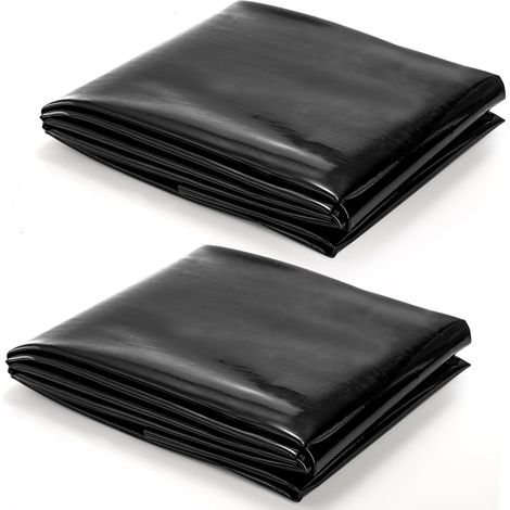 Liner Etang - HDPE Noir 20 Mil - 1,22 x 2,13 M - Pour Etangs À Poissons Jardins Fontaines Cascades - 2 Pièces (1/5)