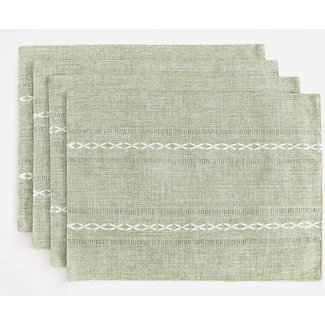 4er-Set Platzsets Waschbare Tischsets 30 x 45 cm Graue Stoff-Platzsets für den Esstisch Tischdekoration im Boh me-Stil Maschinenwaschbar und (1/5)