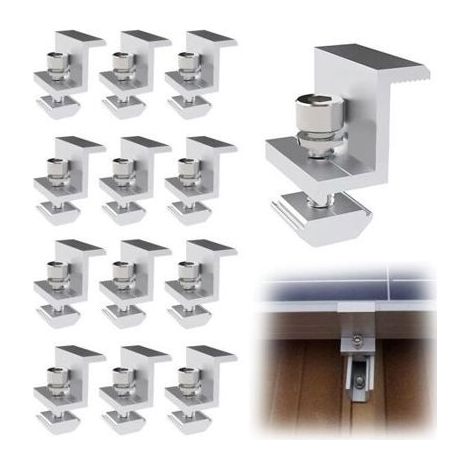 12 supports de montage en aluminium pour panneaux solaires, supports de montage en forme de Z pour panneaux solaires de 40 mm ave (1/5)