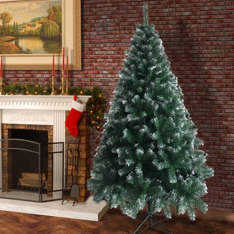 Sapin - de Noël blanc en PVC avec pieds en fer de 1,8 m et 650 branches (1/5)