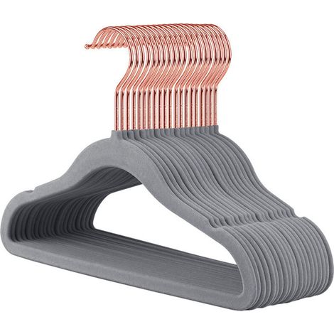 20 velvet hangers, grey/pink, non-slip (for dresses/suits) (1/5)
