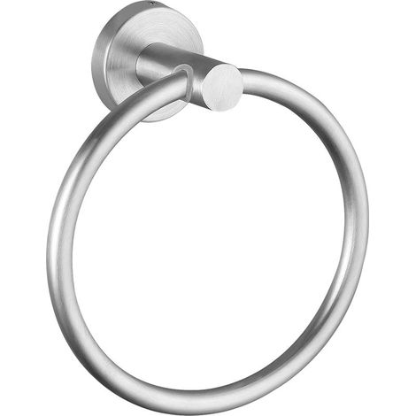 Anneau mural pour serviettes en acier inoxydable brossé – design rond minimaliste, idéal salle de bain et cuisine, finition nickel (1/5)