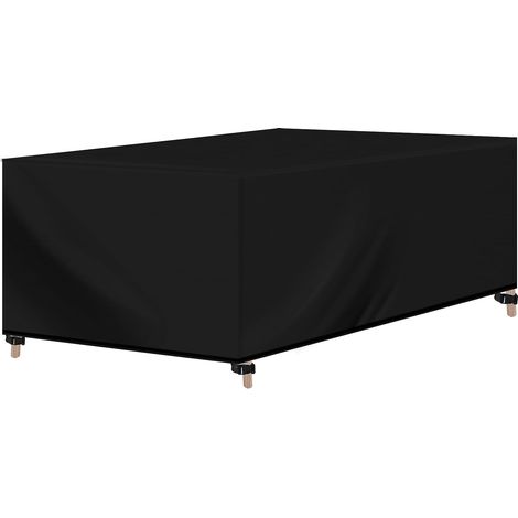 WOLTU Housse pour Mobiliers de Jardin, Tissu Oxford 420D, avec Cordon de Serrage, Hydrofuge, Résistant au UV, 242x162x100cm, Noir (1/5)