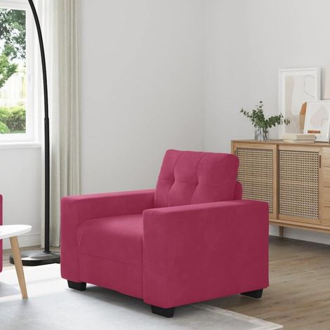 Sessel Weinrot 60 cm Samt mit Kissen, moderner Polstersessel für Wohnzimmer (1/5)