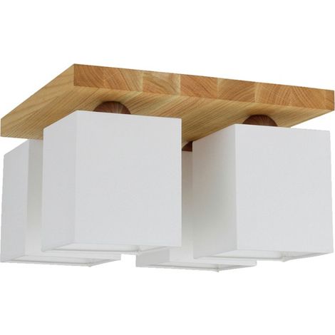 Plafonnier en Chêne huilé Design Carré Lumineux 4 Têtes INGER (1/2)