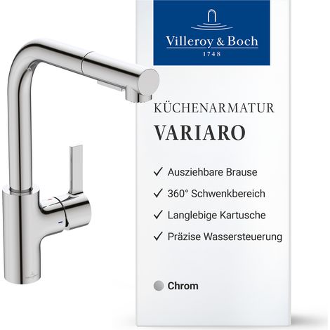 Villeroy & Boch Küchenarmatur Variaro, FirmaFlow® Kartusche, mit Handbrause, 360° schwenkbarer Auslauf (1/5)