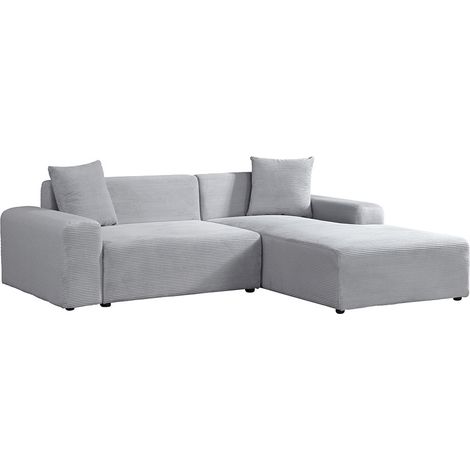 Home Deluxe Sofá rinconera AMELIO Cord - Gris derecha - 240 x 178 cm