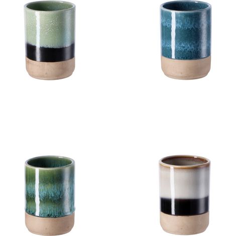 Regalo Italiano Portaspazzolini in Ceramica Ass. D 8 Cm H 12 Cm – Bicchiere Bagno Porta Spazzolini Moderno 1 Pz