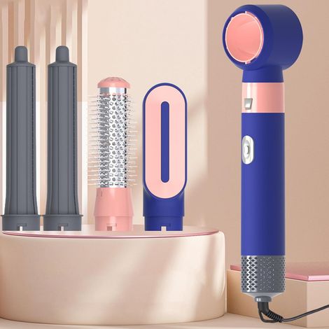 Brosse séchoir à cheveux 5 en 1, brosse à air chaud professionnelle tout-en-un, fer à friser automatique, violet, matériau ABS, 600 W (1/5)