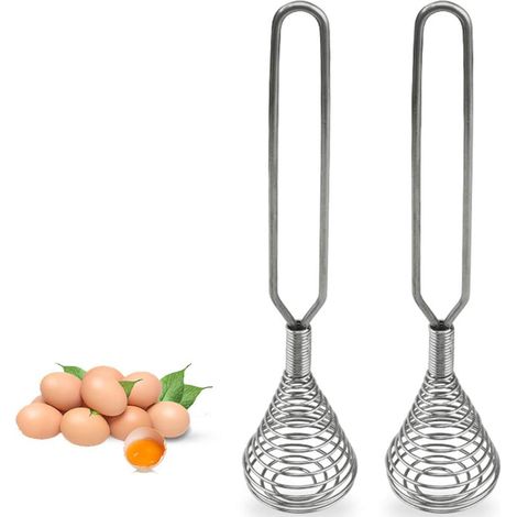 Fouet à oœufs en Acier Inoxydable pour mélanger les oœufs Lait sauces presse Fouet Fouet MéLangeur Batteur à Oœufs MéLangeur Fouet Rotatif MéLanges Ustensiles de cuisine 2 Pièces-Fei Yu (1/5)