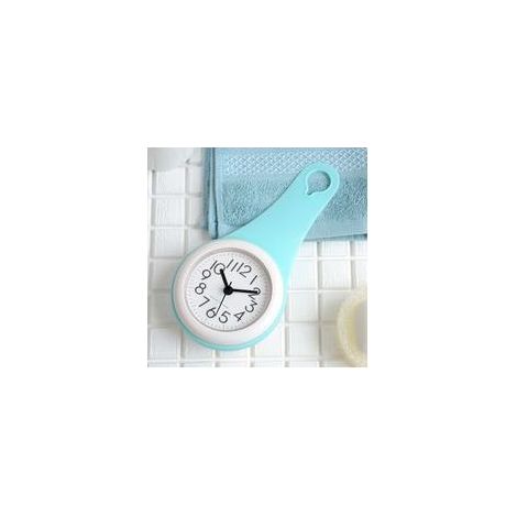 Réveil compact et silencieux avec ventouse, horloge originale pour la salle de bain ou la cuisine – Bleu – (1/5)