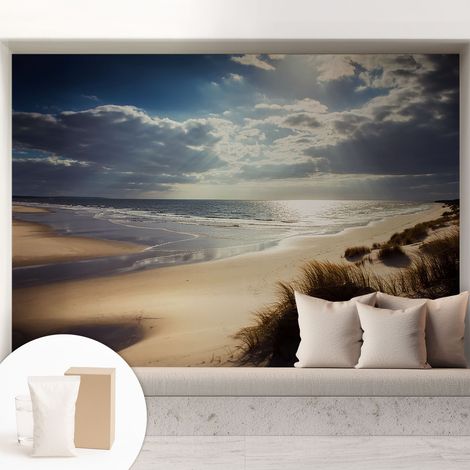 Papier peint intissé mural avec imprimé motifs décoratifs - style contemporain - Colle incluse gratuite Rive rayonnante 208x146 cm (1/5)