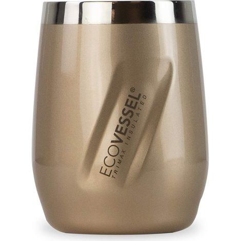 Gobelet à whisky/verre à vin isolé sous vide en acier inoxydable, poussière d'or, 296 ml (1/5)