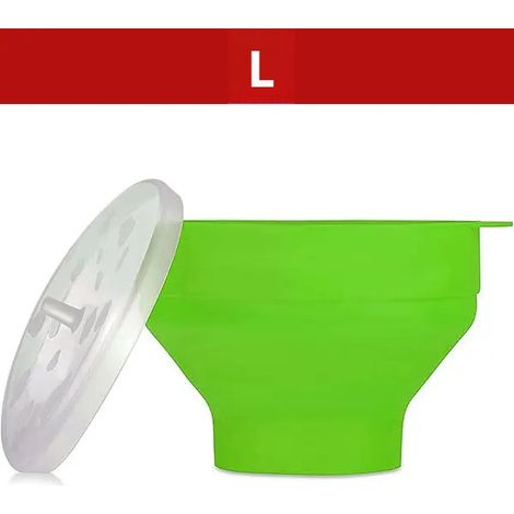 Popcorn Popper en silicone pour micro-ondes, sans BPA, pliable avec couvercle, compatible lave-vaisselle et micro-ondes, couleur L-Green (1/5)