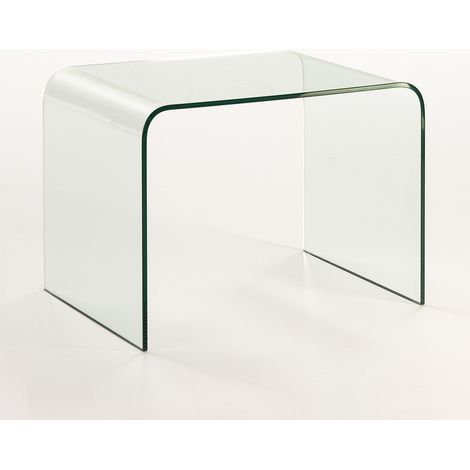 Table d'appoint rectangulaire verre trempé Angela