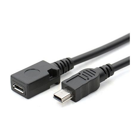 Universal V3 to V8 data charging adapter cable, Mini USB male to microUSB female, mini type T port, 5-pin male. (1/5)