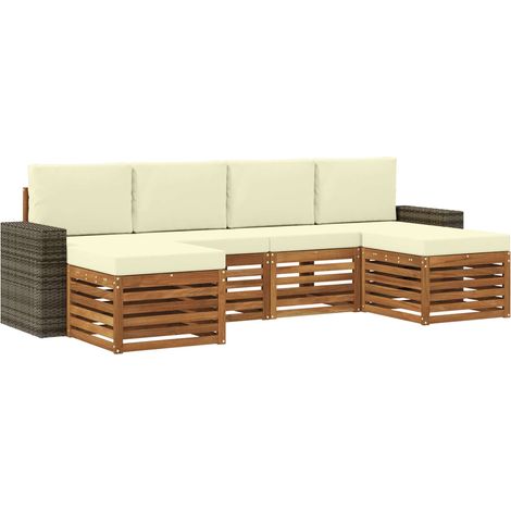 Set di divani da esterno 6 pz Naturale e Crema vidaXL (1/5)