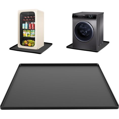 Wasserdichte Silikon-Waschwanne 60 x 65 cm zum Schutz des Bodens, auslaufsichere Wanne für Waschmaschine, Trockner, Geschirrspüler, Kühlschrank, Klimaanlage (Durchmesser 60 x 65 cm, schwarz) (1/5)