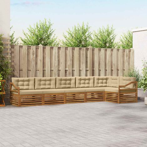 vidaXL Outdoor-Sofagarnitur mit Kissen 6 pcs Natur und Beige (1/5)