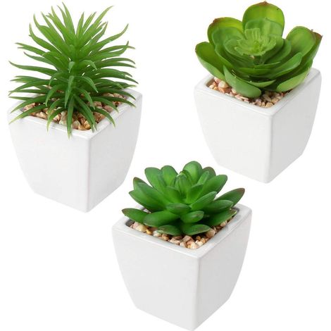 4er-Set Künstliche Sukkulenten Deko Pflanzen im Glastopf Tischdeko Wohnzimmer (1/5)