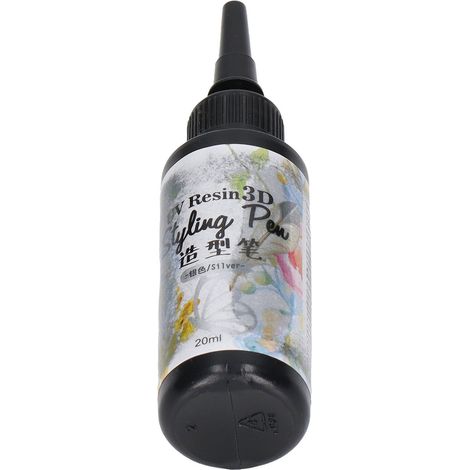 Stylo de modélisation UV 3D pour résine époxy, contours et modélisation tridimensionnelle, argent. (1/5)