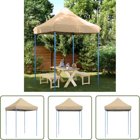 The Living Store Partyzelt Faltbar Pop-Up Beige 200x200x306 cm - Outdoor-Pavillon - Gartenpavillon - Markise - Sonnenschutz - Festzelt (1/5)