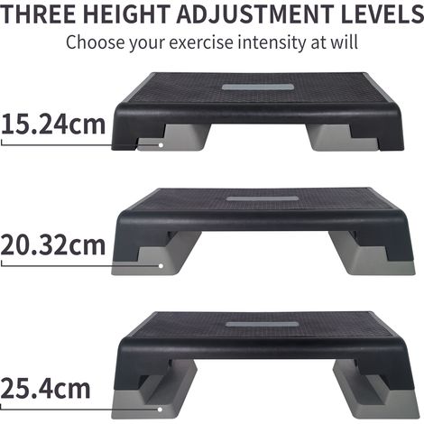 Plateforme step réglable pour aérobic maison, équipement polyvalent antidérapant, idéal musculation, gainage et cardio, gris (1/5)