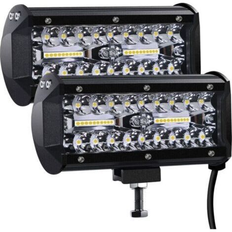 Phare de Travail LED 12V 300W 7'' Projecteur LED Voiture 12v Etanche IP67 Spot Flood Feux Antibrouillard LED 27,000lm Feux de Travail pour Voiture Camion Tracteur SUV Bateau(2 PCS)dyk- (1/4)
