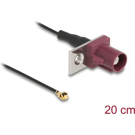 Delock Cable de antena FAKRA D macho a MHFÂ® I macho 1,13 - 20 cm 1 orificio preperforado