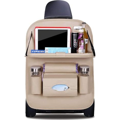 Organisateur de siège arrière de voiture, rangement et support pour tablette avec tapis de protection anti-coups de pied pour enfants et plateau pliable pour tablette (1/5)
