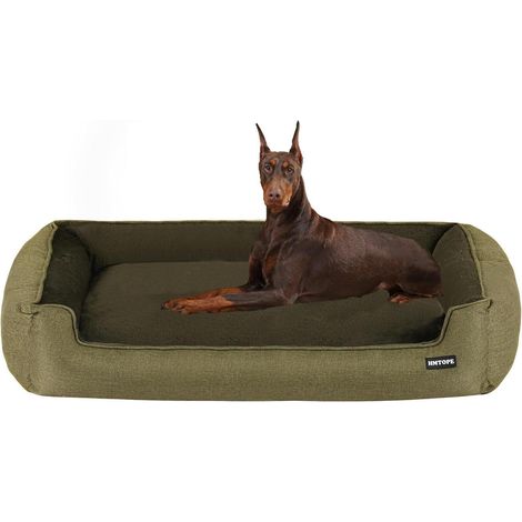 Hundebett abnehmbar waschbar olivgrün L 120 x B 90 x H 30 cm Olivgrün (1/5)