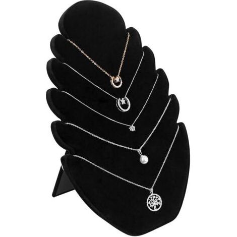 Présentoir à Bijoux en Velours Présentoir Colliers Noir avec 5 Encoches Presentoir Bracelet Support à Bijoux 20 x 28cm pour Collier Bracelet Pendentif Femme Fille Magasin Marché Cadeau (1/5)