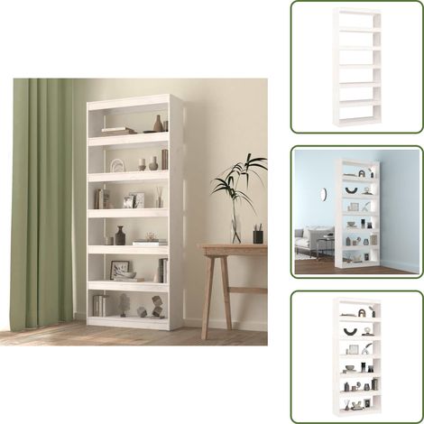 Scaffale per libri - vidaXL Libreria/Divisorio Bianco 80x30x199,5 cm in Massello di Pino - Armadio per libri