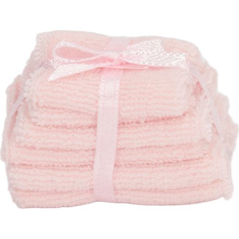 Serviettes de salle de bain miniatures à l'échelle 1:12, accessoires de décoration, meubles, modèle réduit de maison de poupée, pile de serviettes roses (1/5)