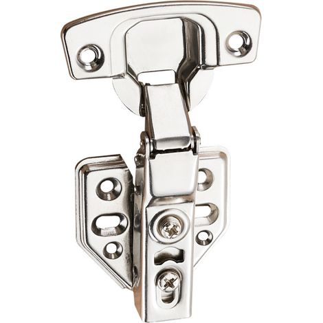 Charnières de meuble (paquet de 4), charnières à recouvrement total à fermeture amortie à 100 degrés, acier inoxydable avec finition nickelée (1/5)