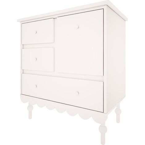 Wood Luck Babushka Cassettone a 3 cassetti e 1 anta Bianco (1/5)