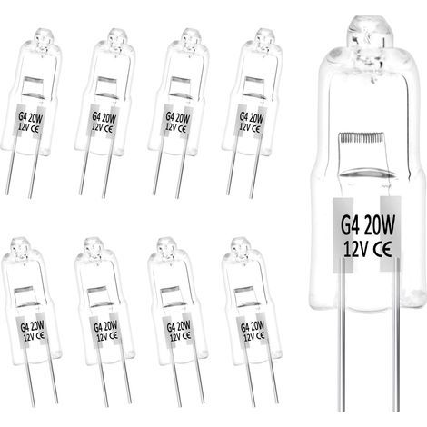 Ampoules Halogènes G4,Ampoule G4 Blanc Chaud 12V 20W,Lampe de Base à Broche Halogène,Gradable, Lampe Halogène Basse Tension G4, Lampe à Capsule Transparente,10pcs (1/5)