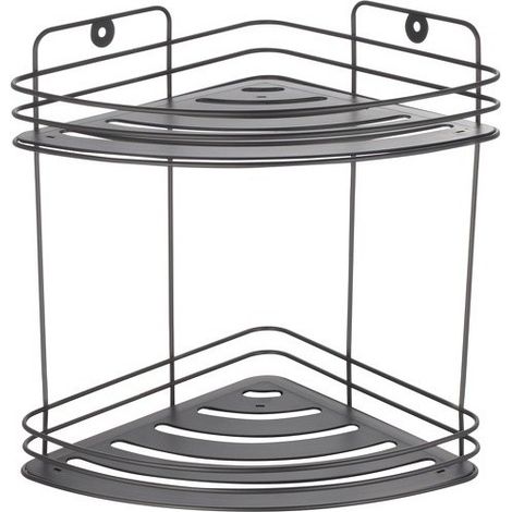 Etagère d'angle de douche 2 niveaux à  fixer KERY Acier Noir mat MSV