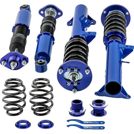 Kit de suspensión coilover, altura ajustable, rigidez del muelle delantero 8 kg/mm, rigidez del muelle trasero 7 kg/mm, dimensiones 70x50x20 cm, peso 28 kg (1/5)