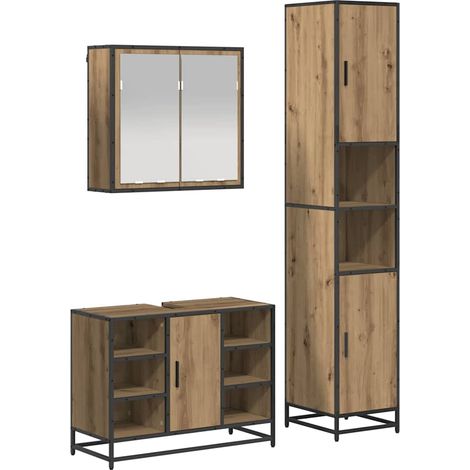 Bathroom Furniture Set 3 pcs Artisan Oak Engineered Wood vidaXL (1/5)