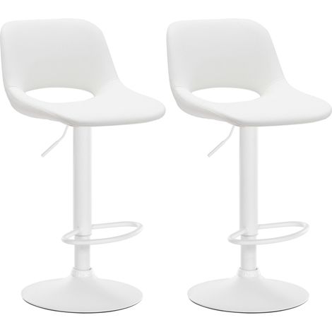 Taburetes altos x2 con reposapiés en PVC blanco base metal blanco 100004068 (1/4)