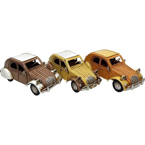 Deko Autos aus Metall braun und gelb 20 cm 3er Set (1/5)