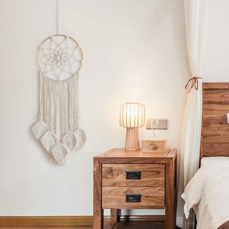 Macrame Attrapeur de rêves, Grande tenture Murale en Plumes tissées Décoration de Glands Boho Dream Catcher à la Main Cadeau d'artisanat d'ornement de décoration (1/5)