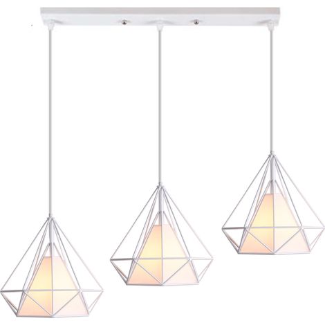 25CM Retro Industrial Pendant Lights 3 Lights Vintage Pendant Light Metal Iron Lamp Shade E27 White For Living Room, Kitchen, Corridor (1/5)
