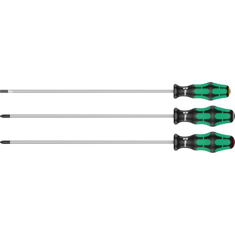 Kit tournevis 3 pieces tournevis plat, Phillips et Pozidriv, long (1/5)